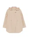 Fay Hooded Midi Parka Coat Drawstring Waist In White