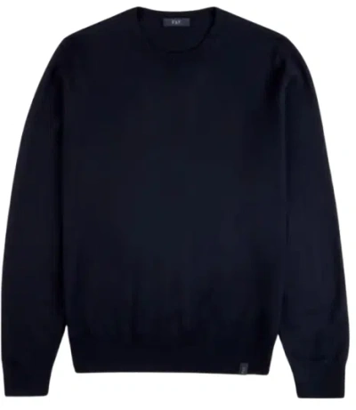 Fay Midnight Blue Wool Ribbed Sweater