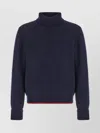 Fay Midnight Wool Turtleneck Sweater With Ribbed Cuffs