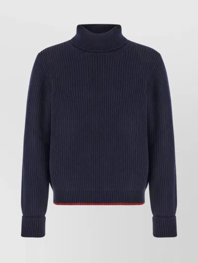 Fay Midnight Wool Turtleneck Sweater With Ribbed Cuffs In Galaxy