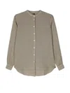Fay Classic Button-down Linen Shirt With Mandarin Collar