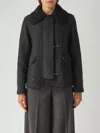 Fay Three-hook Wool Jacket With Removable Ribbed Collar And Iconic Closure In Gray