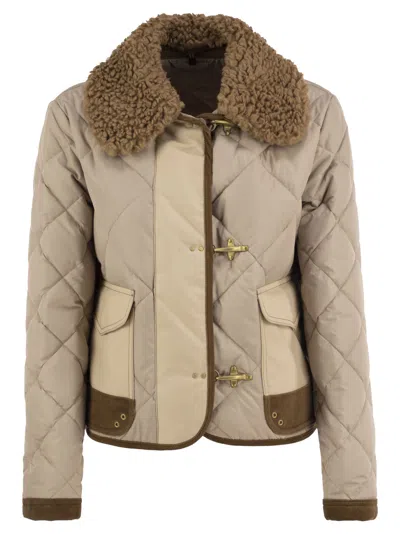 Fay Mini 3 Ganci Quilted Jacket With Detachable Collar In Black