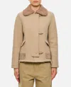 Fay Textured Wool Jacket With Plush Collar In Beige
