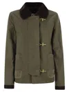 Fay 3 Hooks Canvas Caban Jacket In Brown