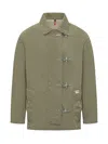 Fay Mini Caban Jacket With Hook Closure In Green