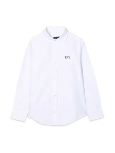 Fay Mini Essential Fabric Shirt For Boys In White