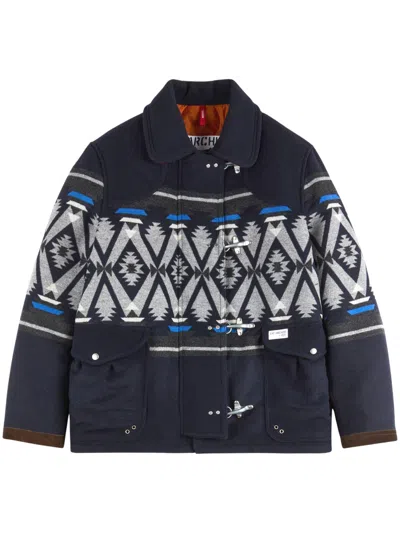 Fay Mini Sweatshirt In Wool Blend With Leather Trim In Blue