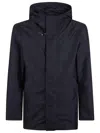 Fay Minimalist Black Polyester Jacket With Hood In Blue