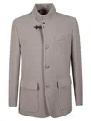 Fay Minimalist Sand Jacket With Unique Toggle Closure In Gray