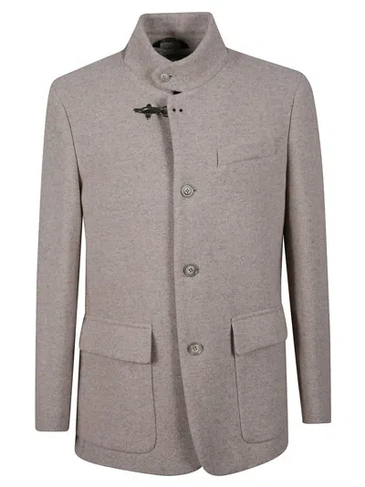 FAY MINIMALIST SAND JACKET WITH UNIQUE TOGGLE CLOSURE