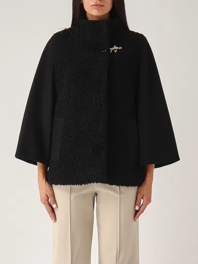 Fay Cappa Mix Materiali Con Gancio Jacket In Nero