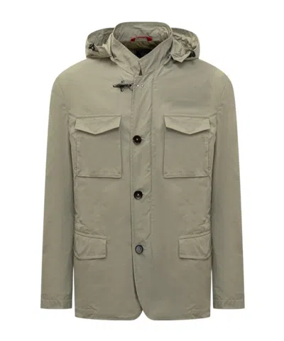 Fay Mock-neck Hooded Jacket In Gray