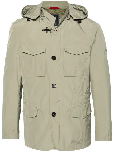 Fay Mock-neck Hooded Jacket In Green