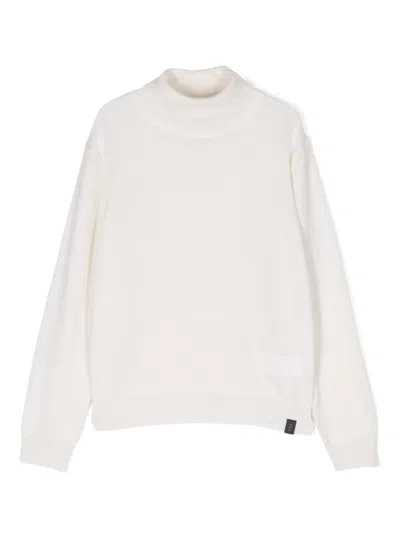 Fay Kids' Mock-neck Wool-cashmere Blend Jumper In Weiss