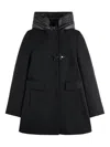 Fay Toggle Coat In Black Wool Blend Fabric In Black