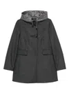 Fay Quilted Hooded Coat Flap Pockets In Gray