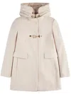 Fay Hooded Coat With Flap Pockets And Quilted Detail In Neutral
