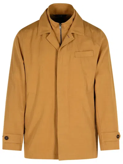 Fay 'morning' Beige Cotton Blend Jacket Men In Brown