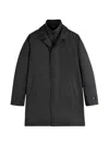 Fay Minimalist Black Morning Coat With Concealed Closure And Quilted Interior In Multi