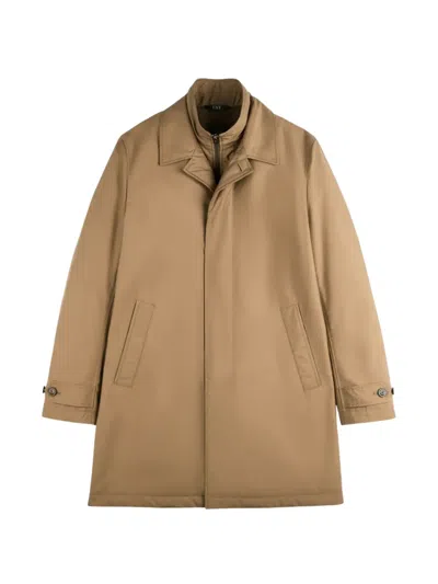 Fay Warm Brown Morning Coat With Structured Collar And Concealed Buttons