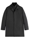 Fay Minimalist Black Morning Coat With Concealed Closure And Quilted Interior In Black