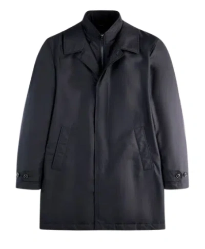 Fay Morning Coat In Technical Poplin In Blue