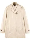 Fay Double-breasted Poplin Coat With Pockets In Beige