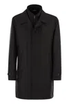 Fay Men Morning Coat In Technical Poplin In Black