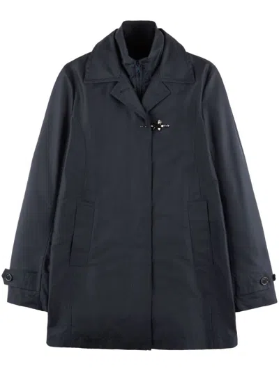 Fay Morning Coat In Technical Poplin In Blue