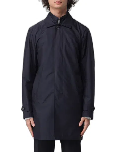 Fay Morning Coat In Water-repellent Technical Poplin In Blue