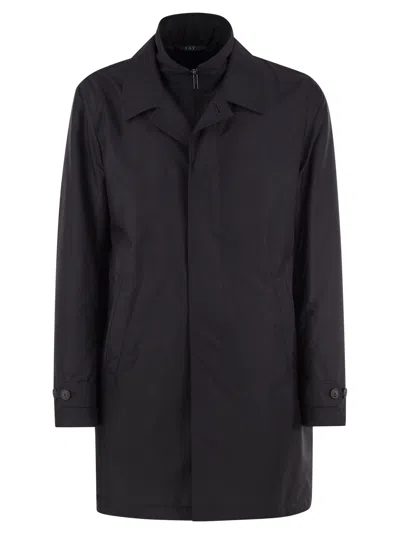 Fay Morning Coat Padded Technical Fabric Coat In Blue