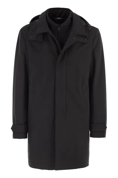 Fay Morning Coat Travel In Jersey Stretch In Black
