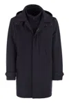 Fay Morning Coat Travel In Jersey Stretch In Blue
