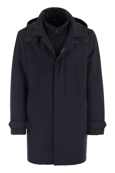 Fay Morning Coat Travel In Jersey Stretch In Blue