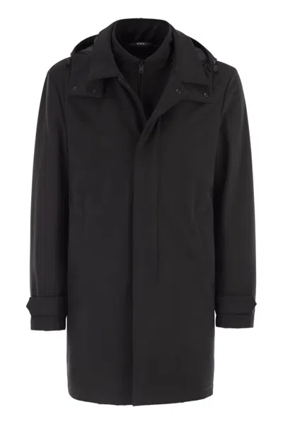 Fay Morning Coat Travel In Jersey Stretch In Black