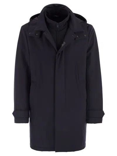 Fay Men Morning Coat Travel In Jersey Stretch In Blue