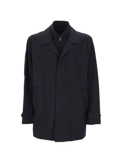 Fay Morning Coat Long Sleeves Collared Front Pockets In Blue