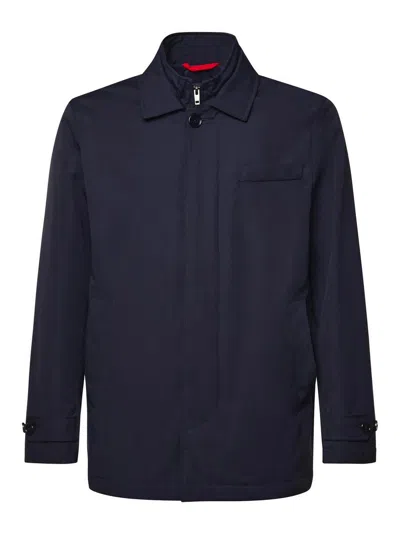 Fay Morning Jacket In Blended Cotton In Blue