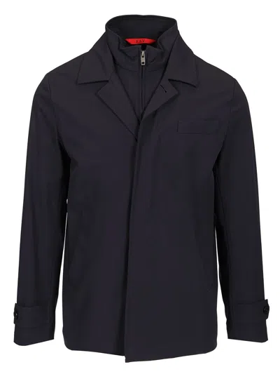 Fay Morning Short Coat In Stretch Nylon In Blue