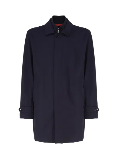 Fay Morning Stretch Coat In Blu Navy