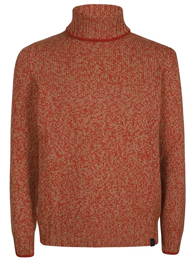 Fay Roll-neck Virgin-wool Jumper In Brown