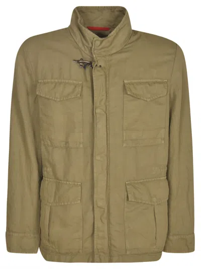 Fay Multi-cargo Buttoned Jacket In Green