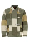 Fay Khaki Green Patchwork Jacket With Buckles In Cotton Man