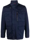 Fay Multiple-pocket Cotton Jacket In Blue