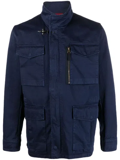 Fay Multiple-pocket Cotton Jacket In Blue