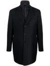 Fay Layered Single-breasted Coat In Blue