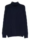Fay Cable-knit Turtleneck Sweater In Blue