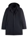 Fay Long Coat Jersey Hood Pockets In Blue