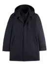 Fay Navy Blue Classic Coat With Removable Inner Layer And Hood In Black